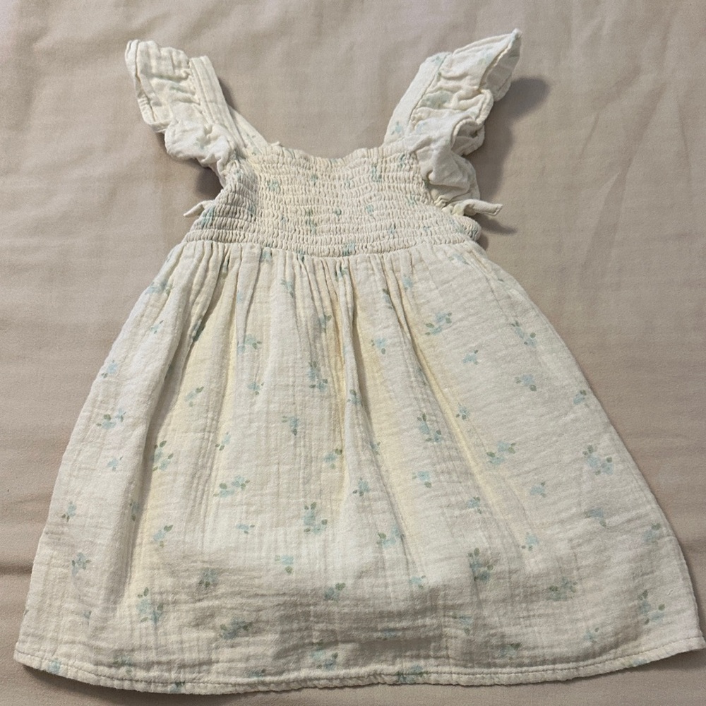 Cat & Jack Cream Dress with Blue Floral Pattern